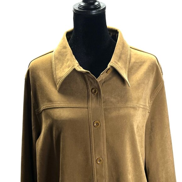 Casual Corner Annex Women's Brown 2 Pc Suit Set Soft Jacket Skirt Size XL - Picture 2 of 15